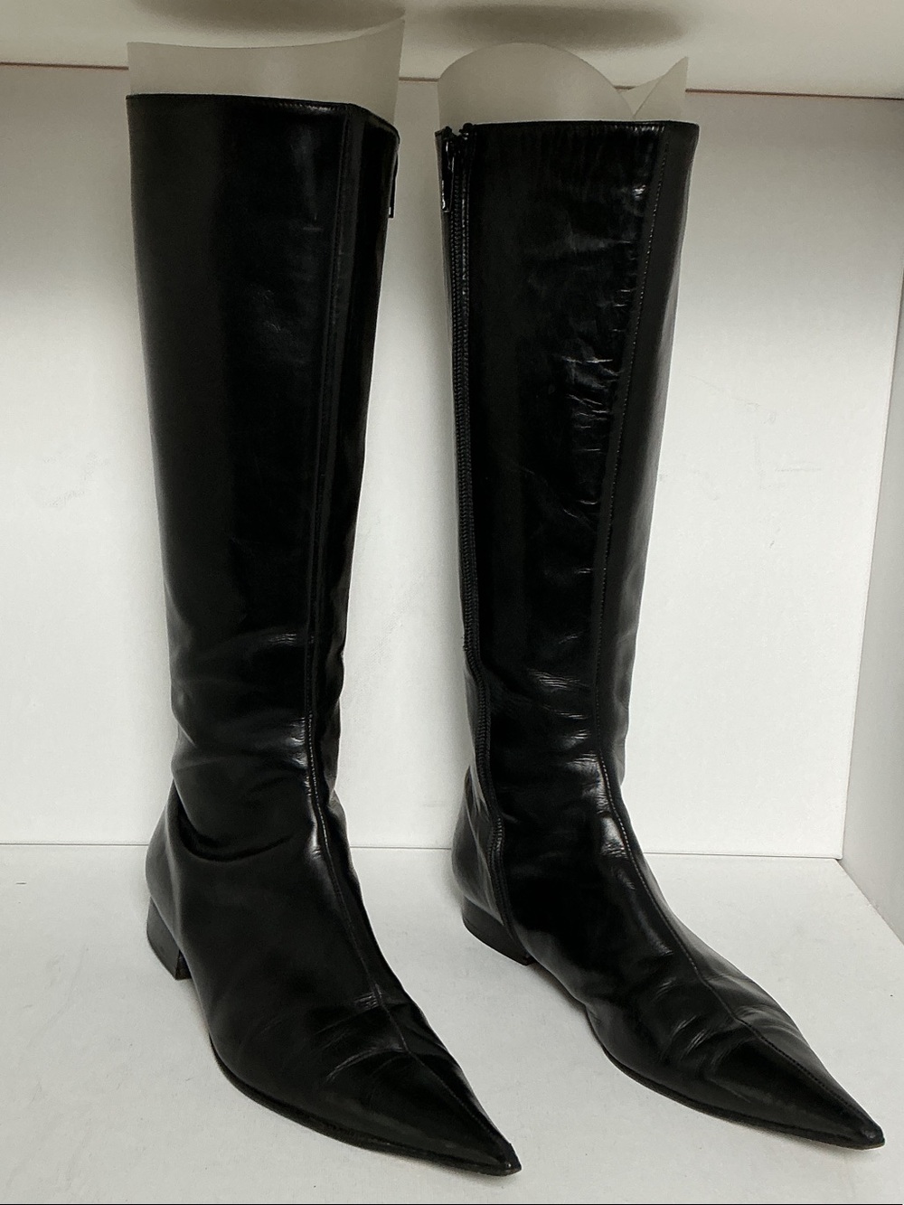 Vintage Mare Classic Black  Pointed Leather Boots